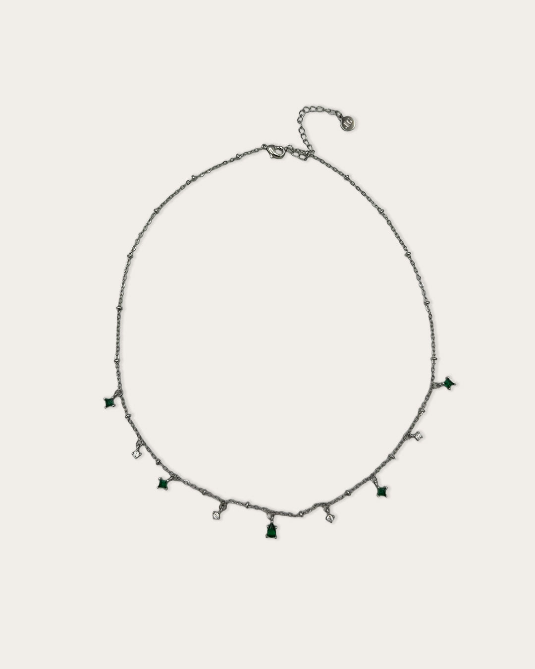 Green stone necklace - Zilver