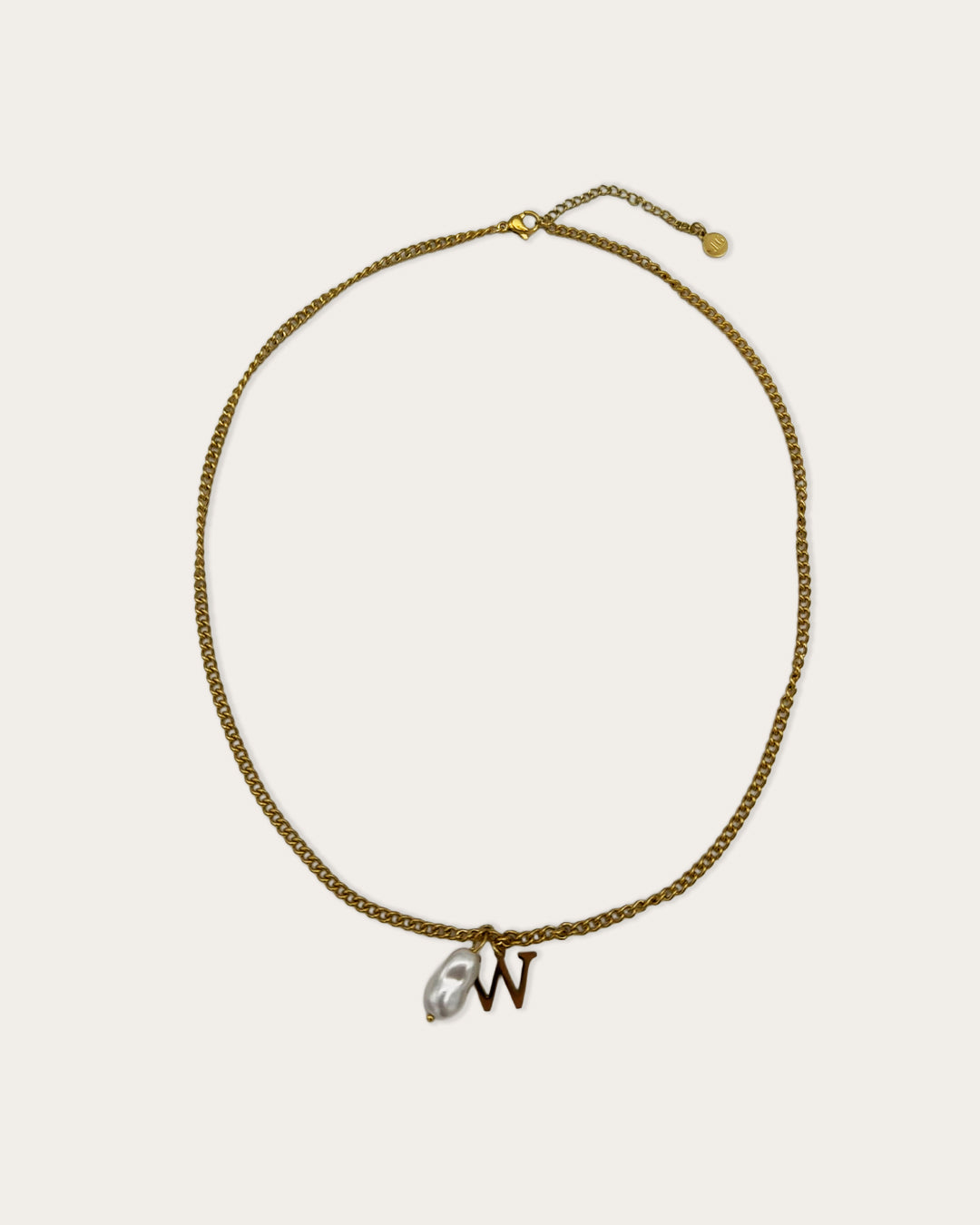 Initial W pearl necklace - Goud
