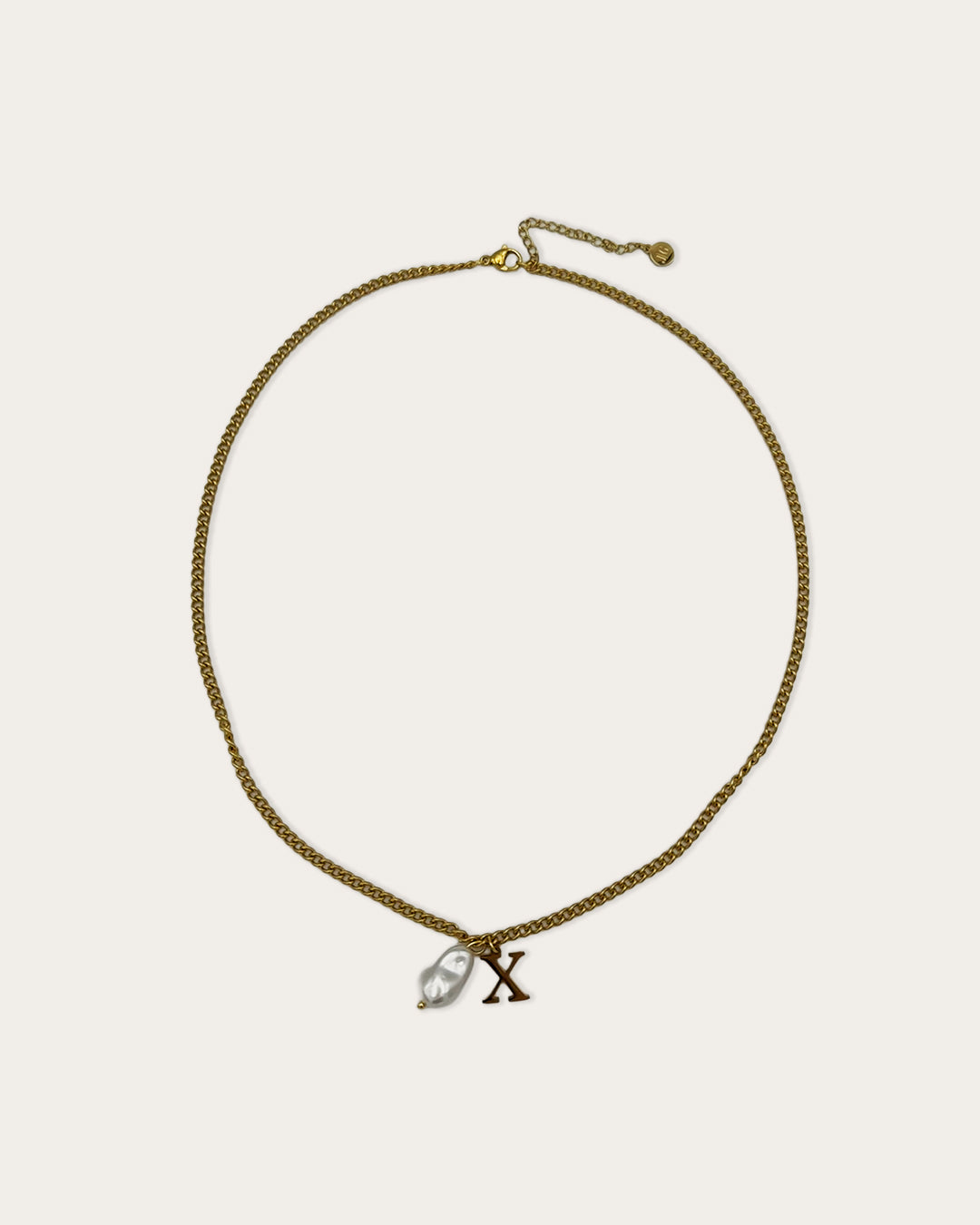 Initial X pearl necklace - Goud