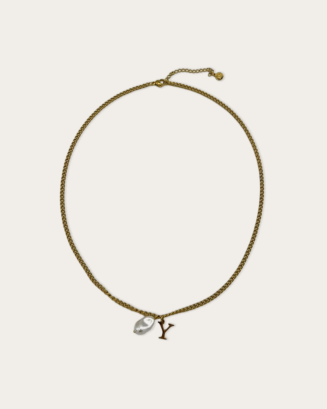 Initial Y pearl necklace - Goud