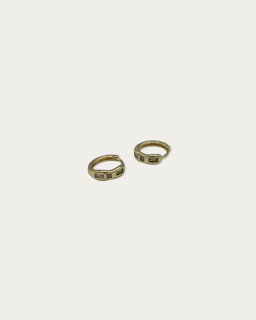 Rectangle stone earrings - Goud
