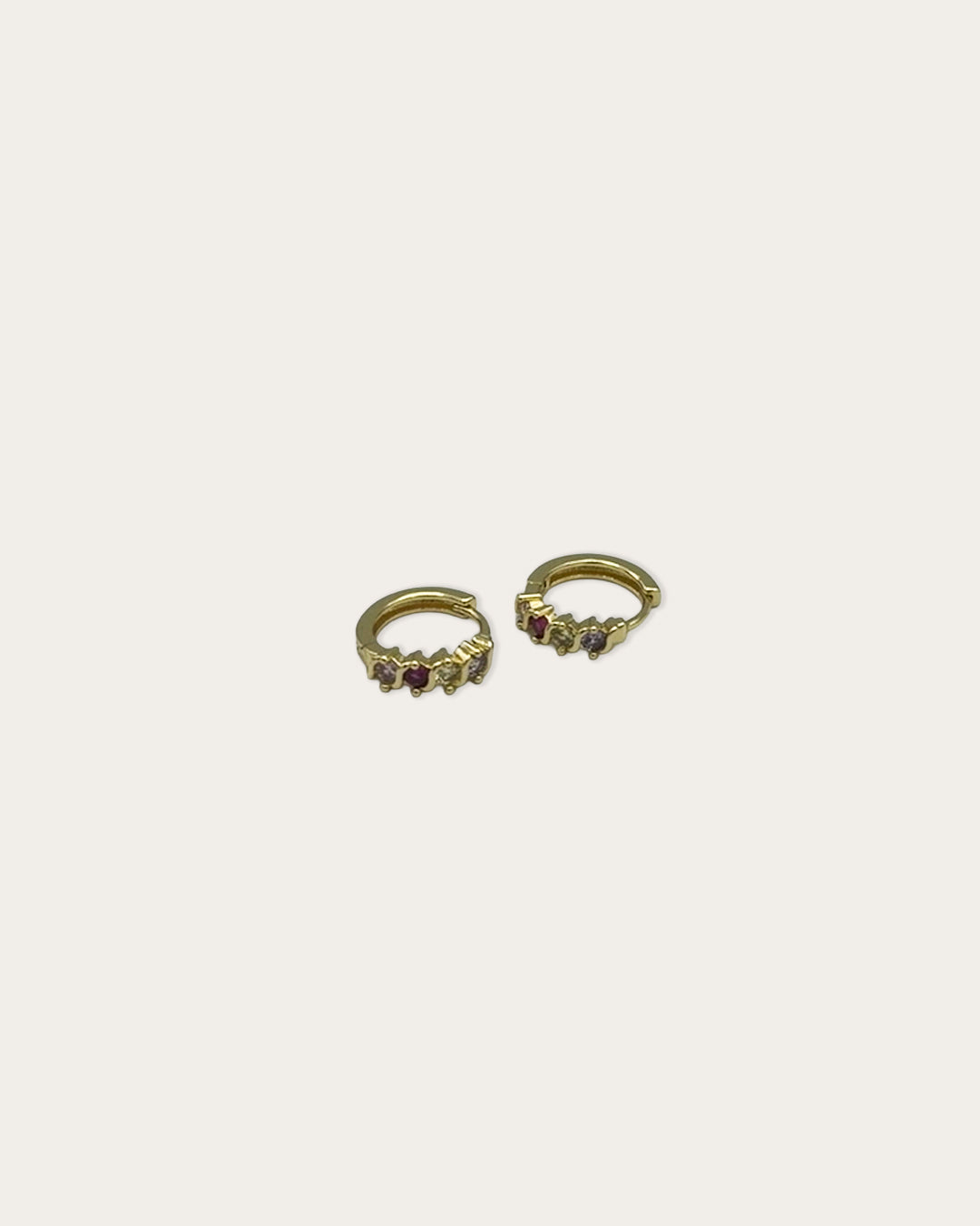 Round stone earrings - Goud
